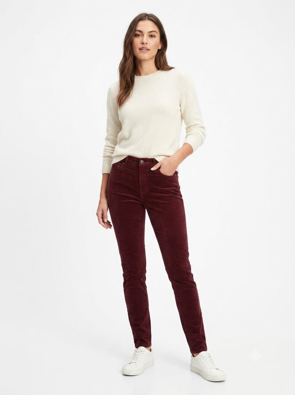 AG Adriano Goldschmied Stevie Ankle Pants Womens 29 Red Corduroy Slim Straight